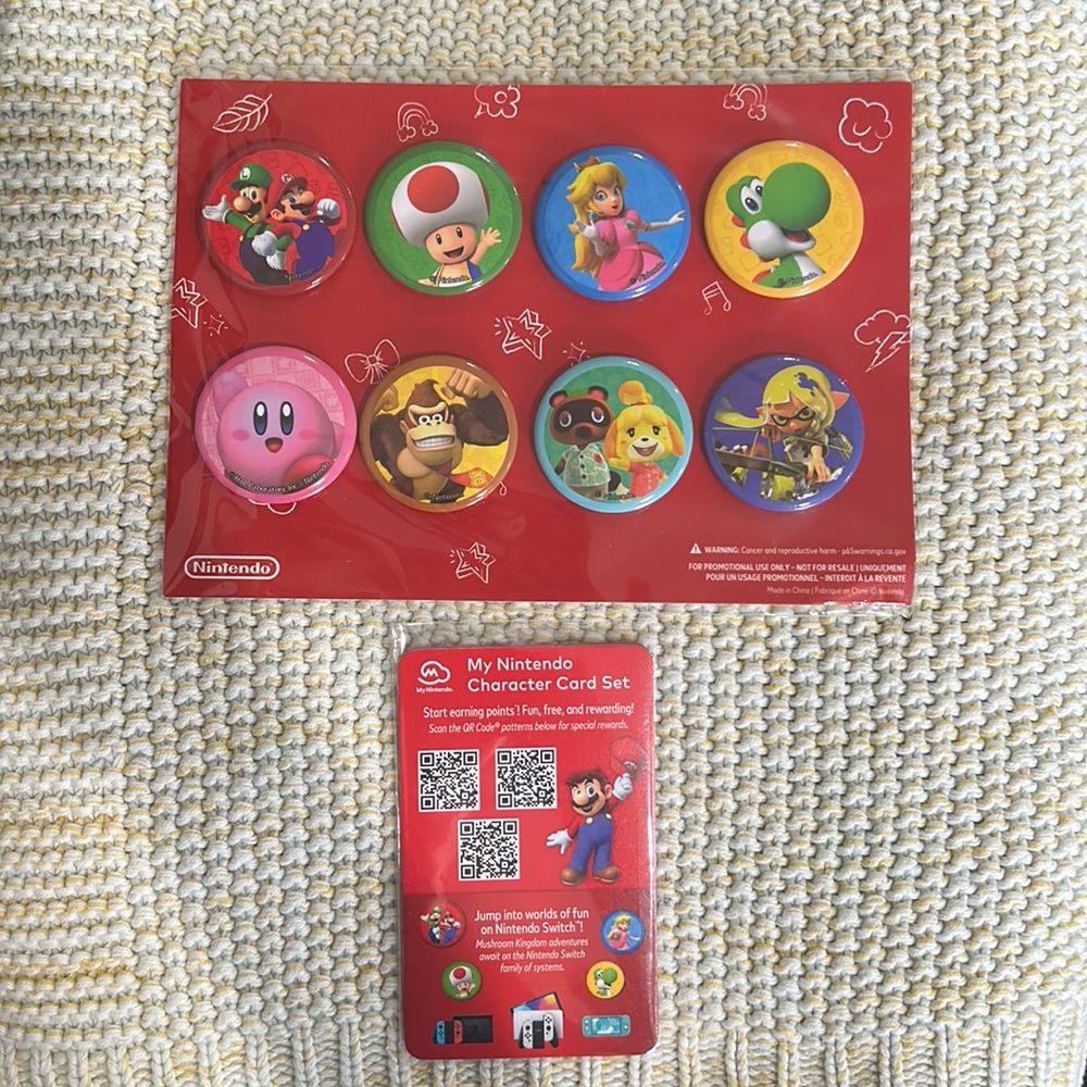 Nintendo Pins Set of 8 & Card Set “Summer of Play” 2023 Tour